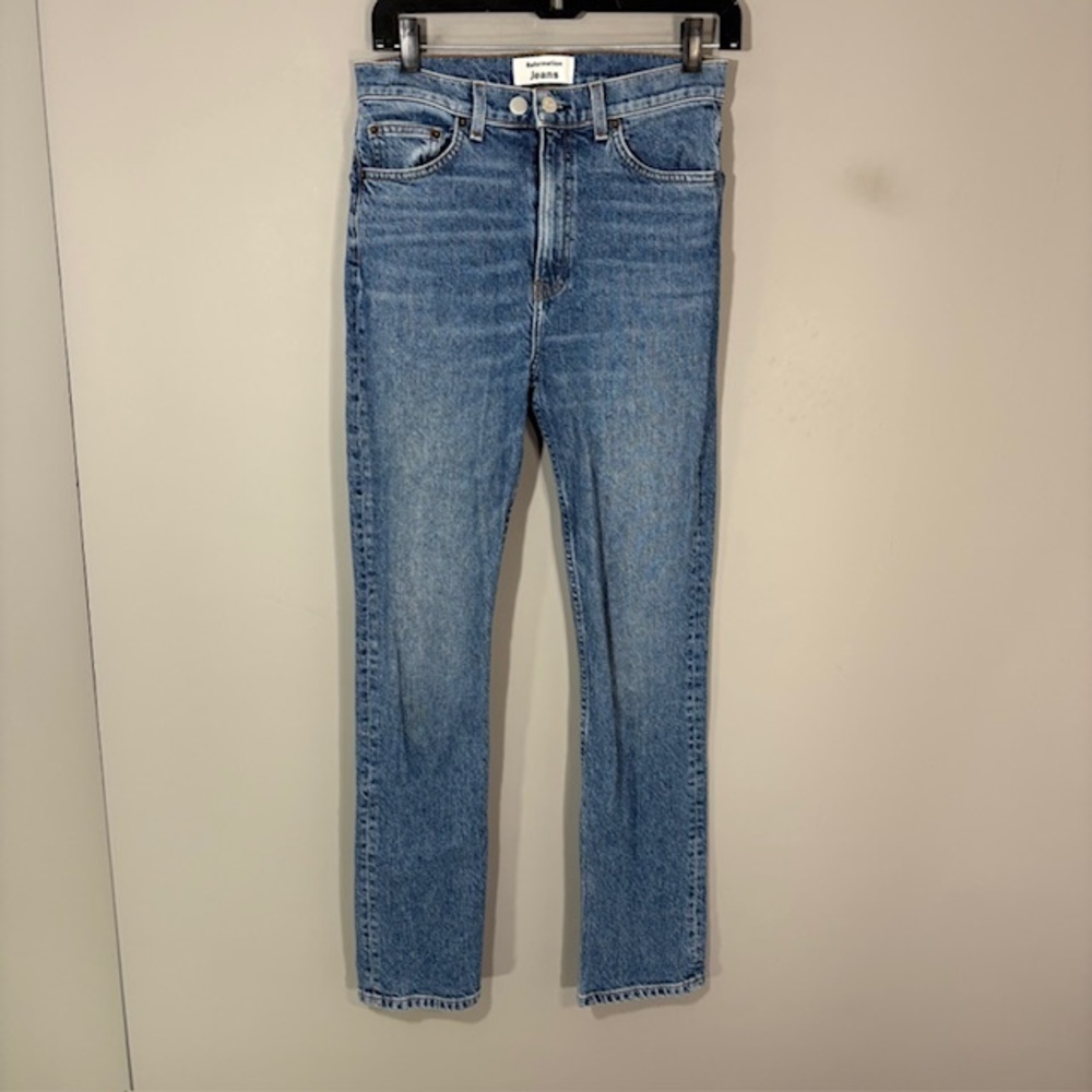 Reformation Liza High Rise Straight Crop Jeans Womens 26 Blue Med Wash Denim
